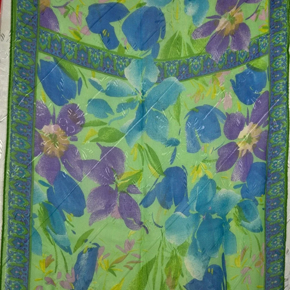 Sheer Scarves Lot of 5 Floral Geometric Print‎ Accent Woman Fashion Accessories